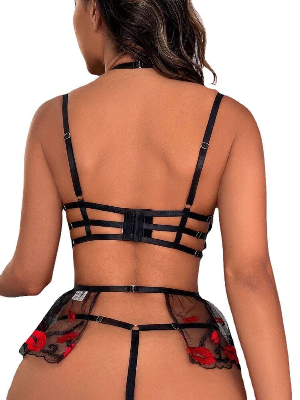 Kiss Me Softly Embroidered Bustier & Garter Set