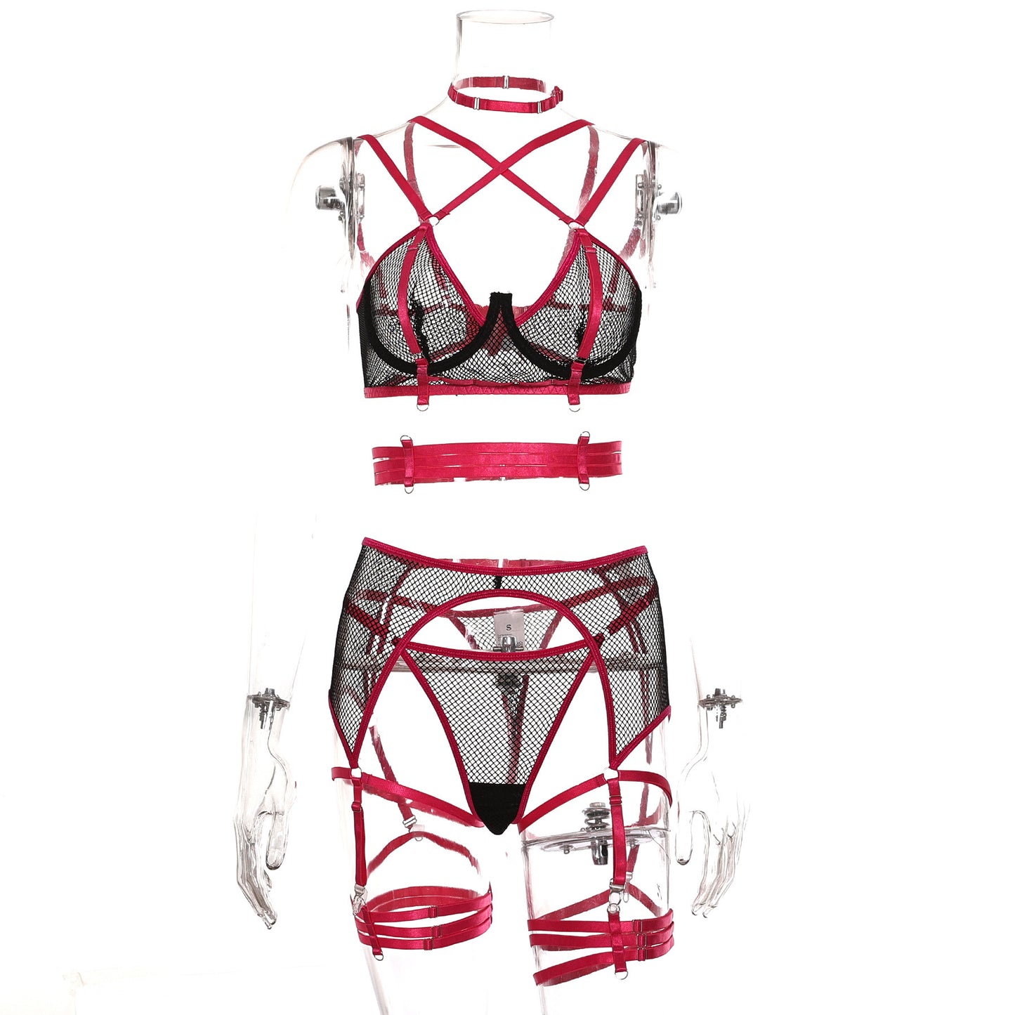 Bound By Pink Bustier & Garter Set
