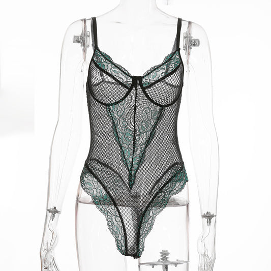 Green Love Bustier Teddy Bodysuit