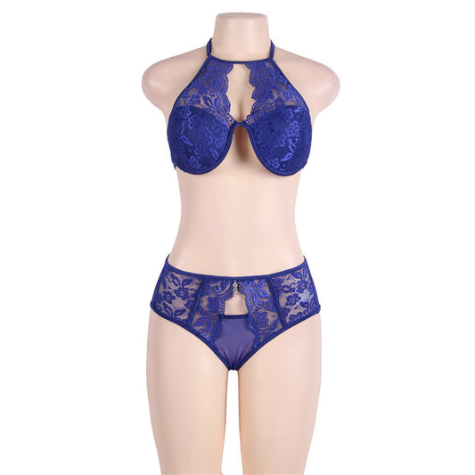 Blue Commandeer Plus Size Lingerie Set