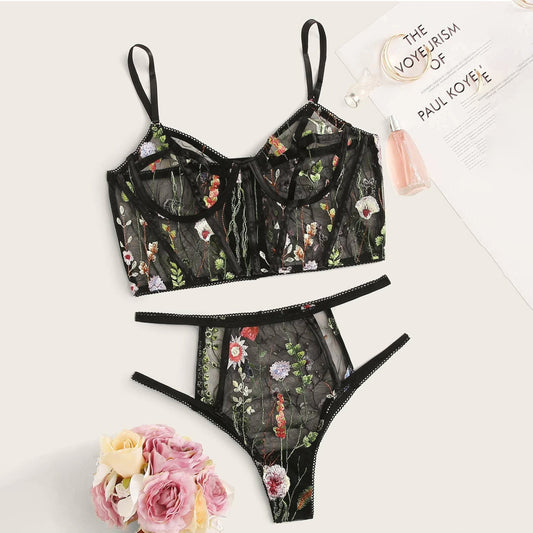 Floral Voyeurism Bustier Set