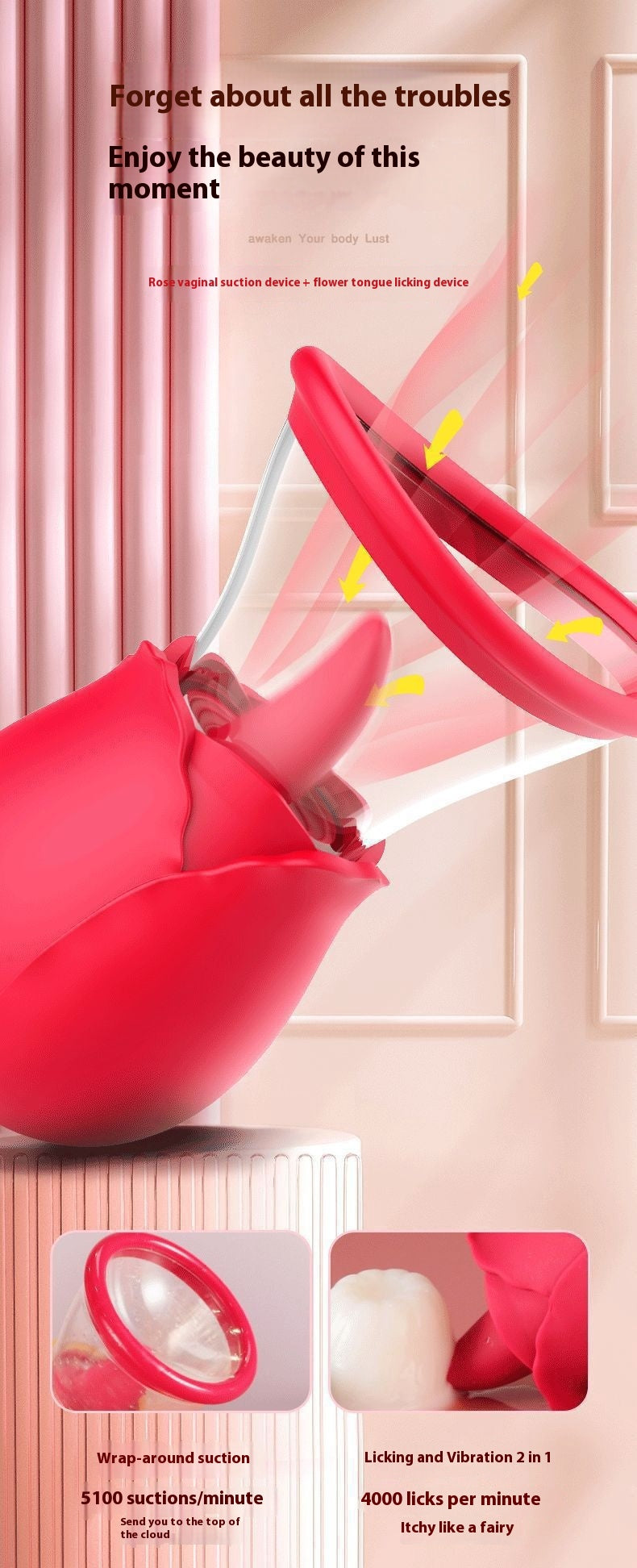 Roselux ™Pleasure Air Suction Licking Vibrator