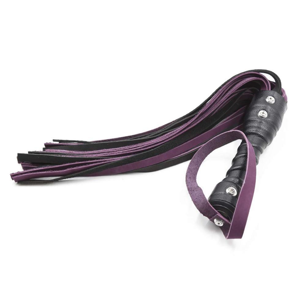 Leather Purple & Black Tassel Whip