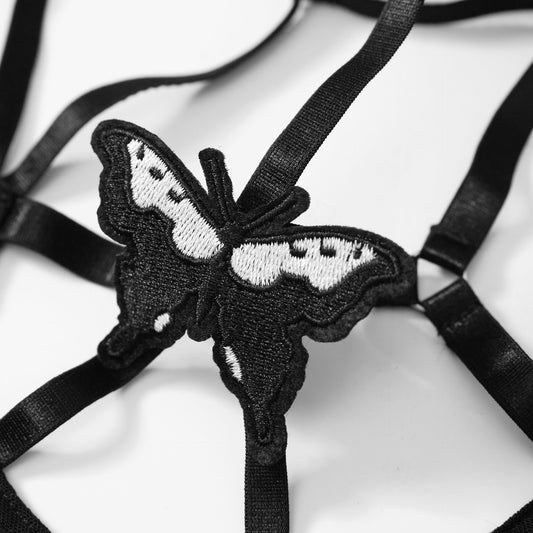 Butterfly Embroidered Garter Set