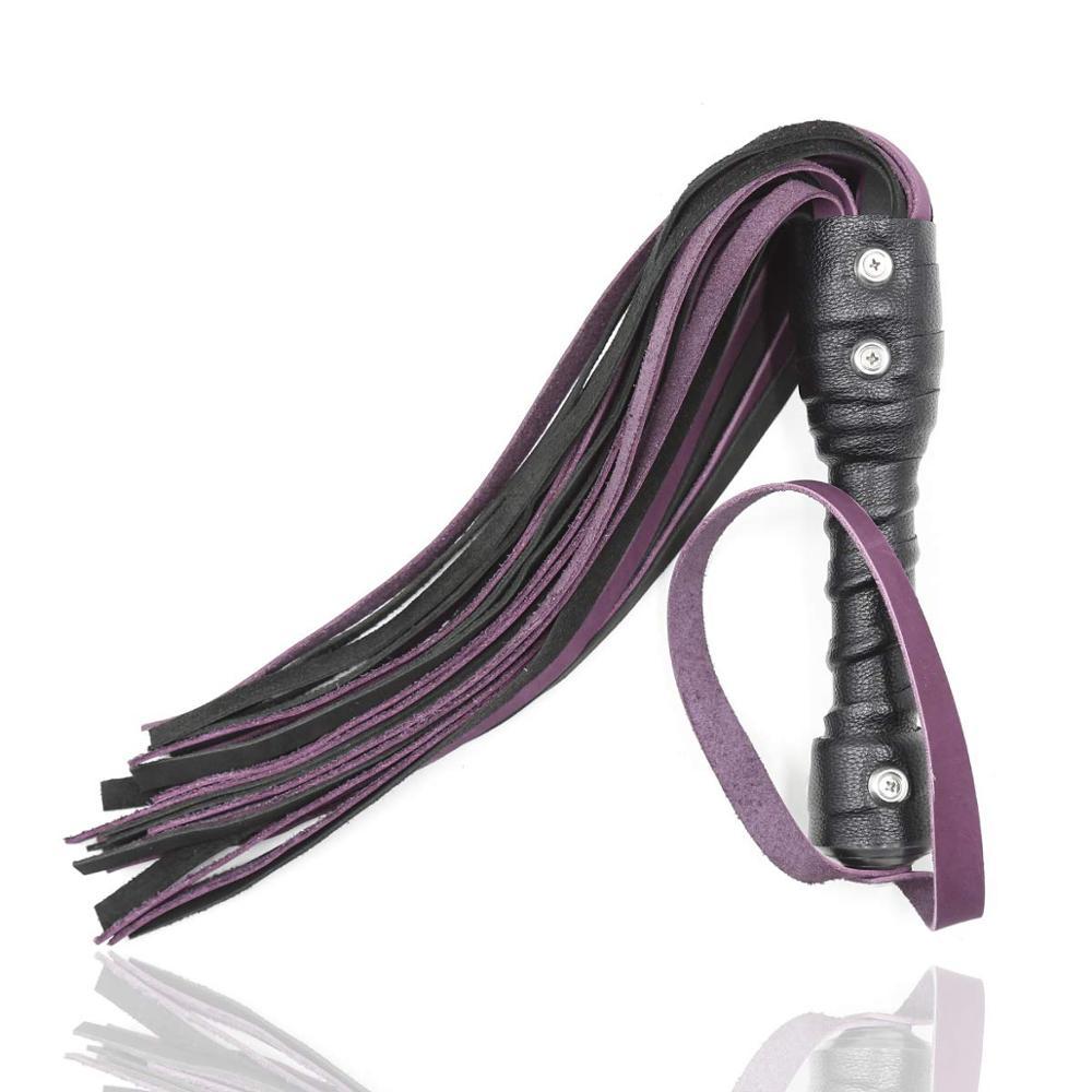 Leather Purple & Black Tassel Whip