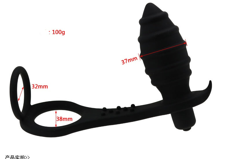 Dual 10-Frequency Vibrating Anal Butt Plug & Cock Ring
