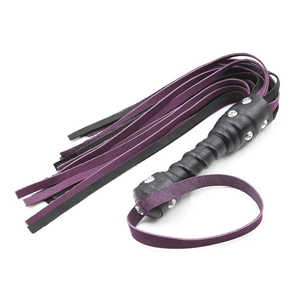 Leather Purple & Black Tassel Whip