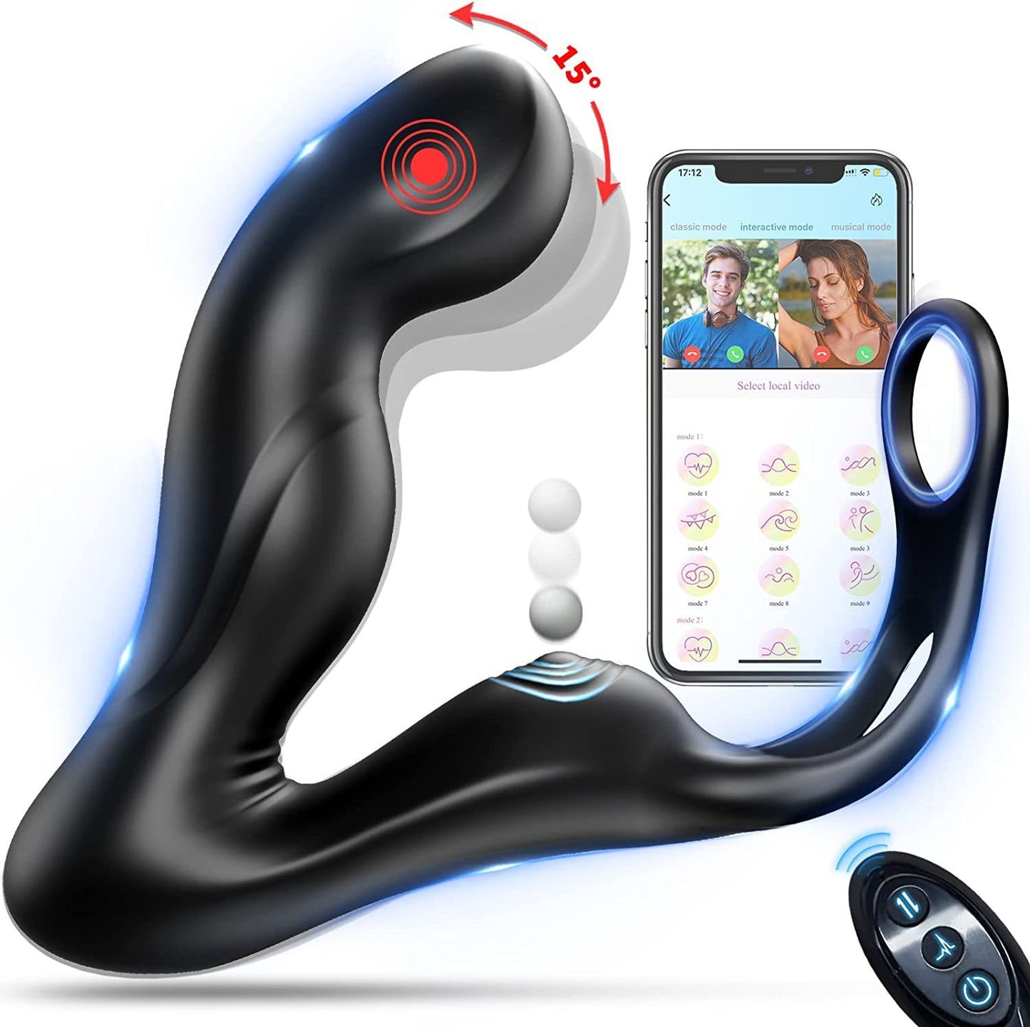 Male Prostate Massager Lock Ring Vibrator